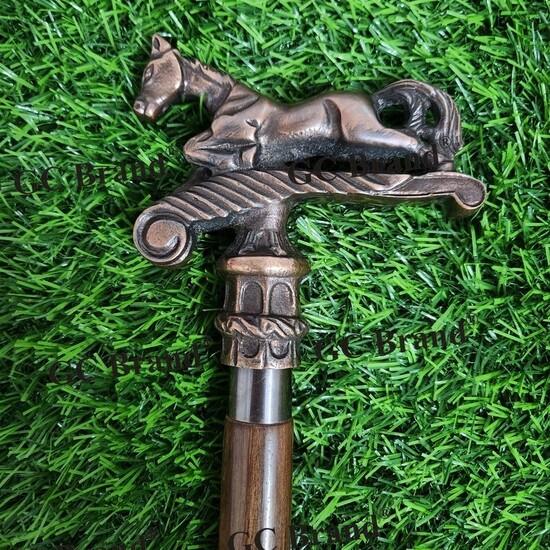 Solid Brass Horse Head Handle Victorian Handmade Wooden Walking Stick Cane Gift