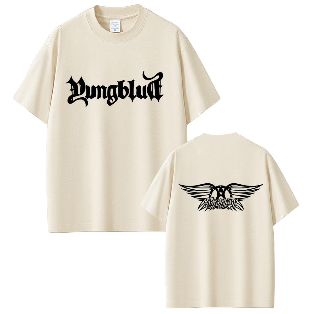 YUNGBLUD Graphic Print T-shirt Men Women Clothing Casual Cotton T Shirt Men s Hip Hop Oversized Short Sleeve T-shirts Streetwear XXXL хаки
