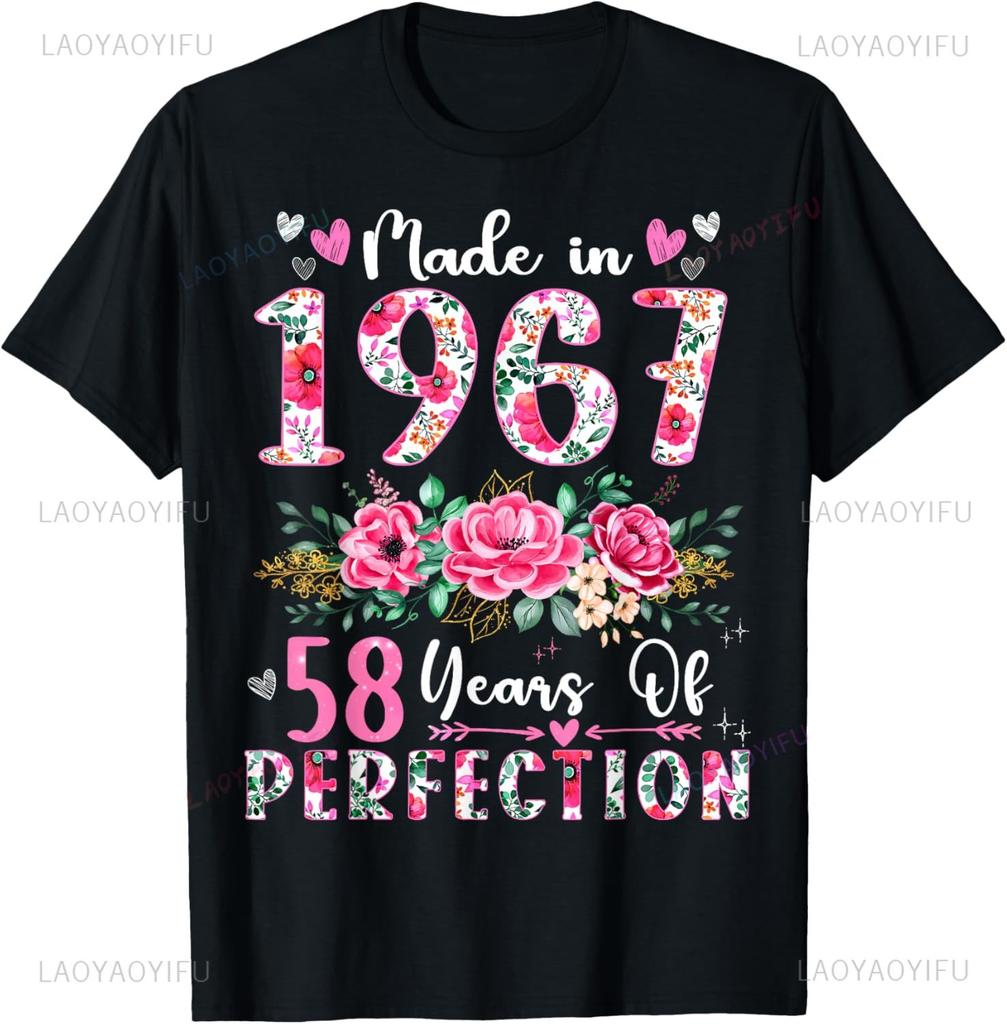 Vintage 1967 58 år gammal Män Kvinnor 58:e födelsedagspresenter T-shirt Casua Personliga kläder Grafiska t-shirts Ropa Hombre