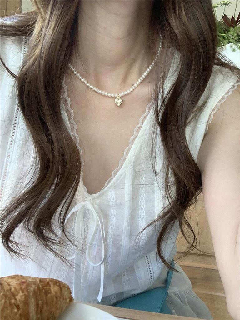 Women's Spring Lace Trim Casual Vest Dress & Loose Long Sleeve Camisole Top Set - Fresh White