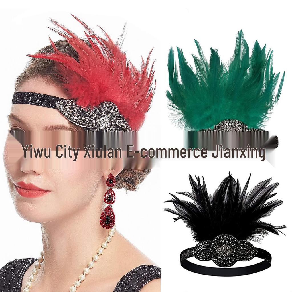 Retro Gatsby Dance Party Feather Headband Accessories