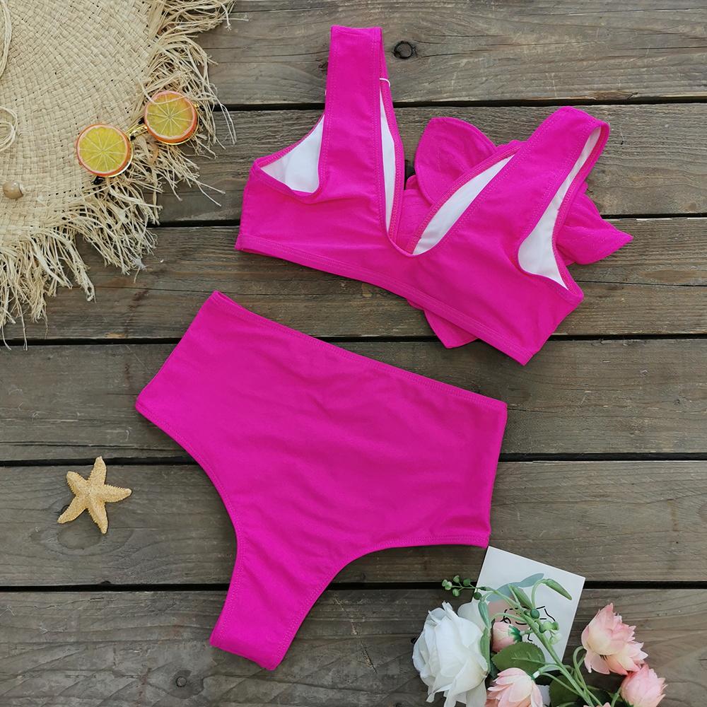 2024 בגד ים סקסי 2 צבעים פרח מרופד יוקרתי נשים בגד ים פרחוני סקסי מותן גבוה מונוקיני תשוקה בגד ים