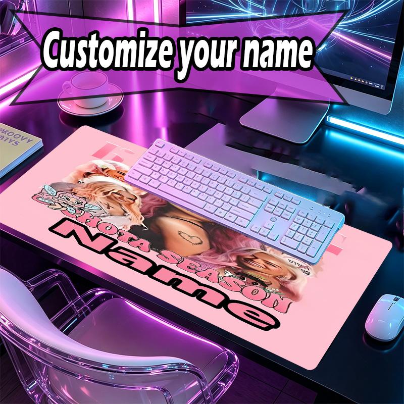 Custom Name Personalized Karol G Pattern Mousepad, Laptop PC Desk Mat, Decorative Desk Mat for Home Keyboard Pad Gift