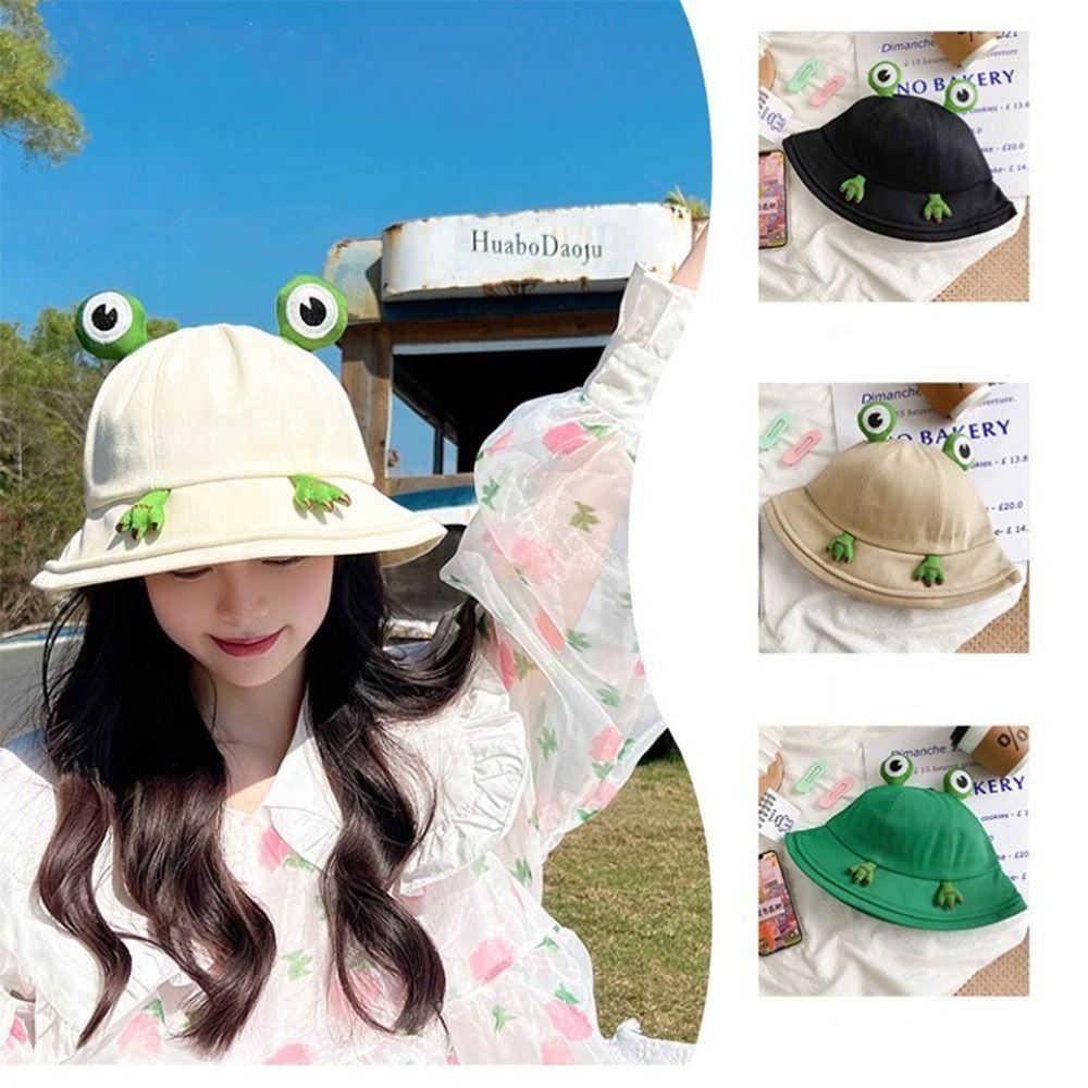Sun Protection Frog Fisherman Hat Big Brim Women Bucket Hat  Parent Child Matching