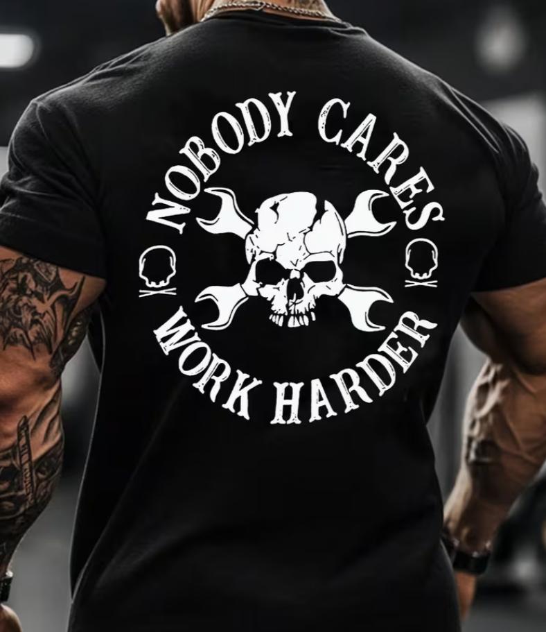 Unisex Neues Frühling Sommer Sportlich Lässig T-Shirt Leicht Und Niemand Kümmert Sich Arbeite Härter Schraubenschlüssel Totenkopf Grafik Sport T-Shirt