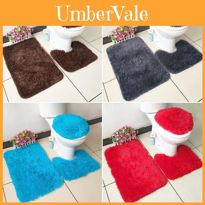 Luxurious 3 Piece Faux Shaggy Soft Bathroom Set With Anti-slip Design For Safety