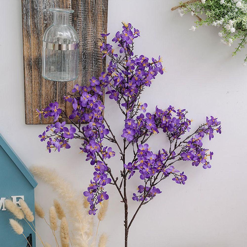 97cm Artificial Peach Blossom Branch Plastic Fake Flower Silk Peach Blossom  Living Room Desktop