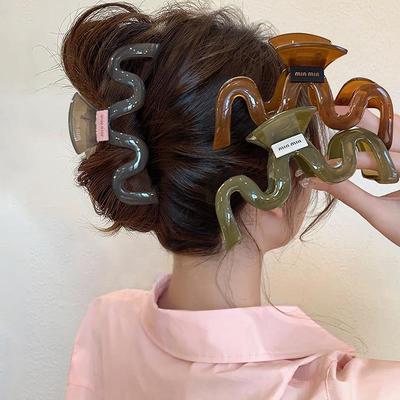 13cm Large Hair Clip For Thick Hair Claws Crab Girls Curly Transparent Coffee Hairpin Clamps Women Korean Ponytail Accessories