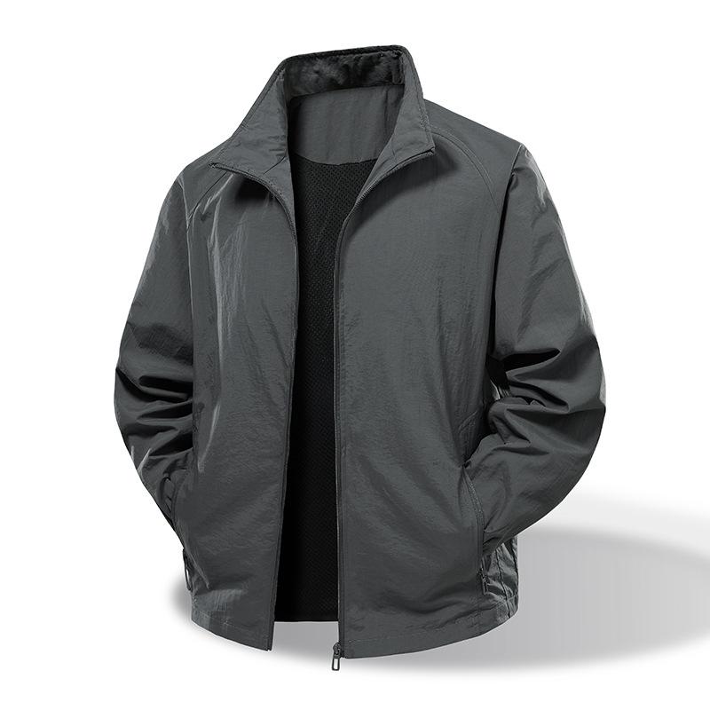 New Spring and Autumn Casual Stand Collar Anti-wrinkle Jacket Men's Jacket Solid Color Outdoor Sports Top