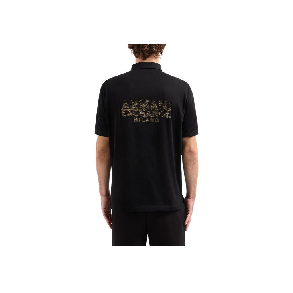 Armani Exchange Solid Color Buttoned Cotton Short Sleeve Polo Shirt Men Tops Black XM000329-AF10364-UC001