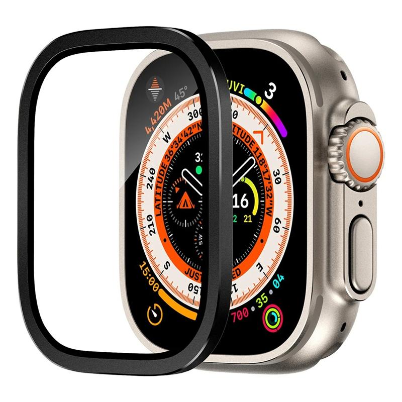 

Aluminium Alloy Case+Tempered Glass for Apple Watch Ultra 1 2 3 49mm Anti-Scratch Screen Protector for iWatch Ultra 49mm Cover Film Ultra-Ultra 2 49mm чёрный