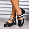Vintage Square Toe Bowknot Decoration Pu Mary Jane Shoes Women 2025 Summer Medium Heel Dress Pumps Elegant Autumn Office Pumps
