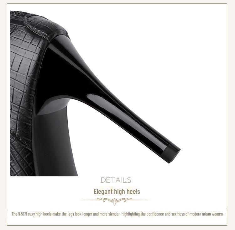 Stilettos i fransk stil: Eleganta Damskor med Spetsig Tå och Hög Klack för Höst och Vinter - Nude Mode Smala Stövletter