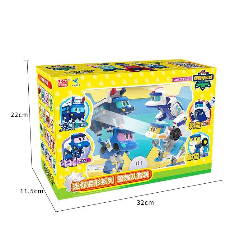 4 Stück/Set ABS Min Gogo Dino Verformungsroboter zu Dinosaurier Spielzeug Actionfiguren Transformation Auto Flugzeug Motorboot Kran Spielzeug