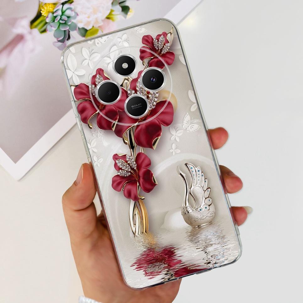 

Для XIaomi Redmi 14C / Poco C75 Задня кришка Метелик Квітка троянди Розкішний Дівчачий Чохол для телефону На Redmi 4C Прозорий М який ТПУ Прозора Накладка XIaomi Redmi 14C
