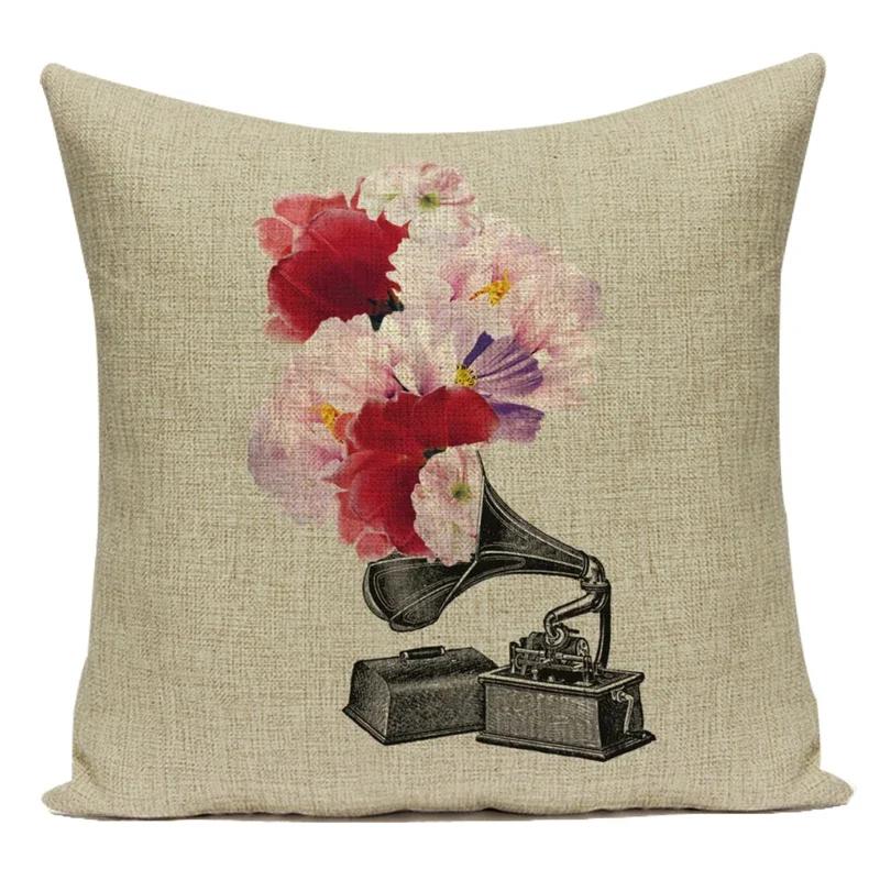 Vintage Flower Printed Throw Pillow Cover Sofa Chair Cushion Covers Home Decorative For Chair Seat Bedroom Square Pillowcase