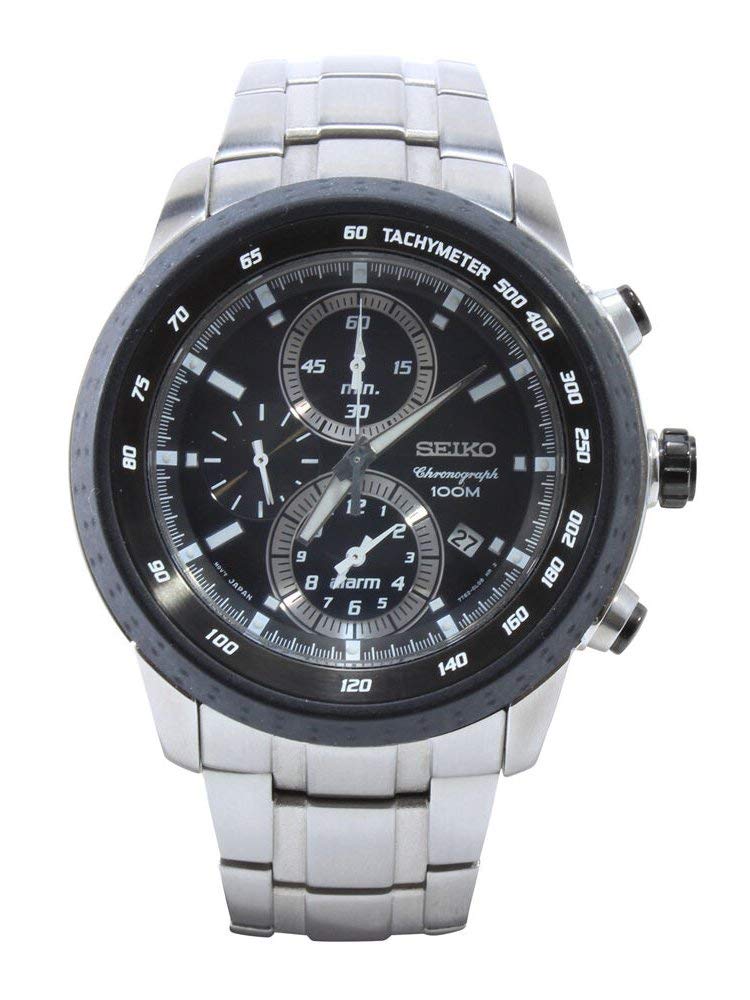 

Seiko SEIKO Chronograph Alarm Men s Watch SNAB51P1 Black x Silver