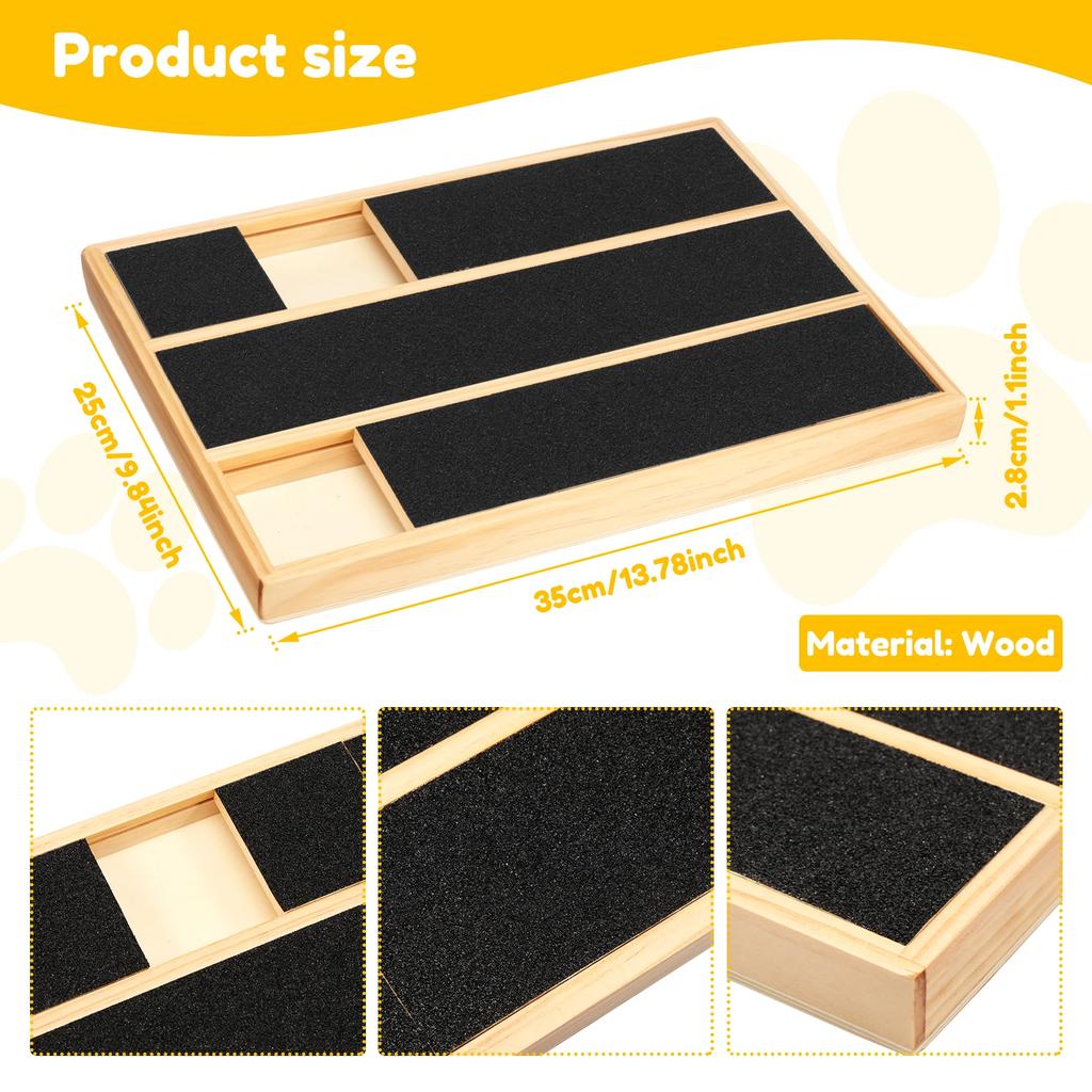 Wooden Dog Nail Scratching Board Portable Puppy Nail File Toy Safe Puppy Claw Scratch Board with Treat Compartment for Dog Cat