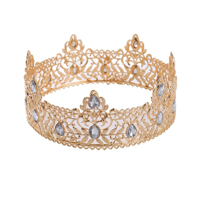 

Свадебная круглая корона королевы из сплава со стразами в стиле барокко, британская мужская королевская корона