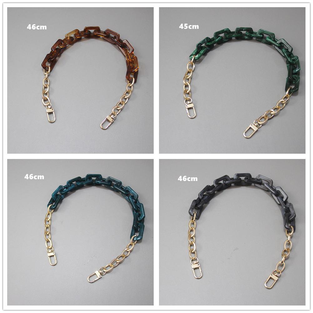 New Fashion Woman Handbag Accessory Chain Detachable Replacement Leopard Amber Green Color Strap Women DIY Clutch Resin Chain