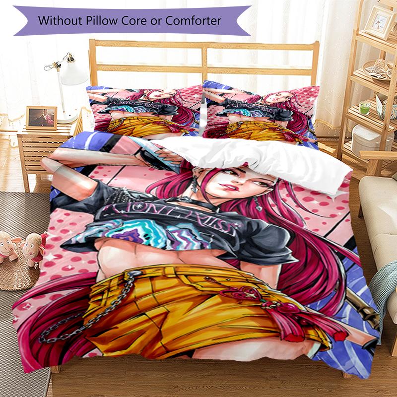 3pcs KPop Demon Hunters MIRA2 Design Cover Set - HD Printed Bedding with 1 Cover and 2 Pillowcases - Perfect for Home and Dorm Decor
