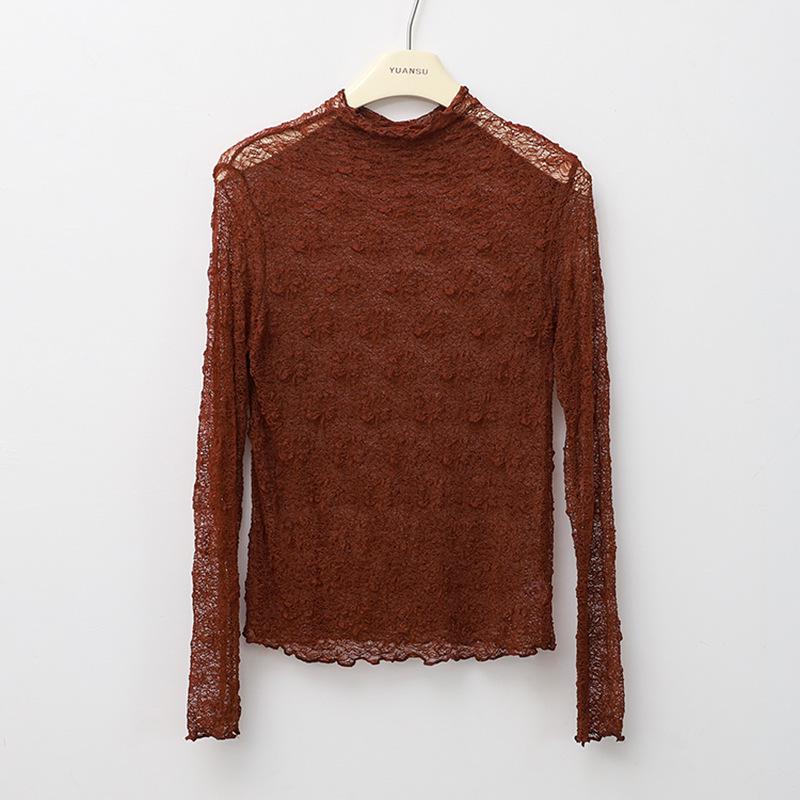 Spring Lace Design: Semi-High Neck Slim Top