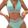 Sexy High Waist Bikini 2025 Women Halter Swimwear Female Swimsuit Solid Bathers Swimming Bathing Swim Suit Summer Beachwear