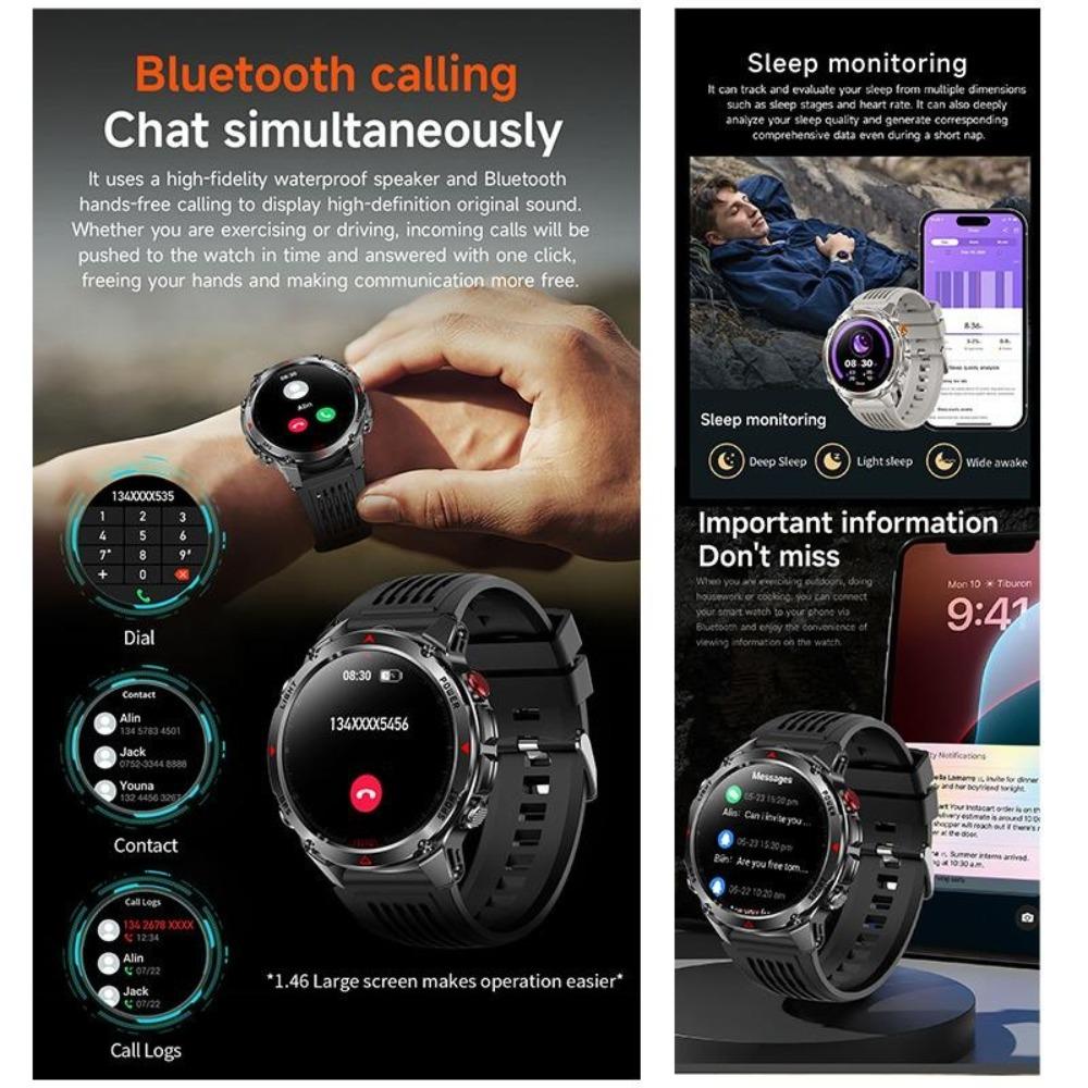 New GPS Precise Positioning Smart Watch IP68 Waterproof Compass Altimeter LED Lighting 100+ Sports Health Management Smart Watch