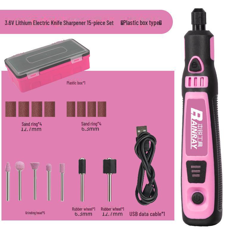 Mini stylo de gravure électrique rose rechargeable avec contrôle de vitesse et batterie au lithium pour le polissage et le meulage des ongles.
