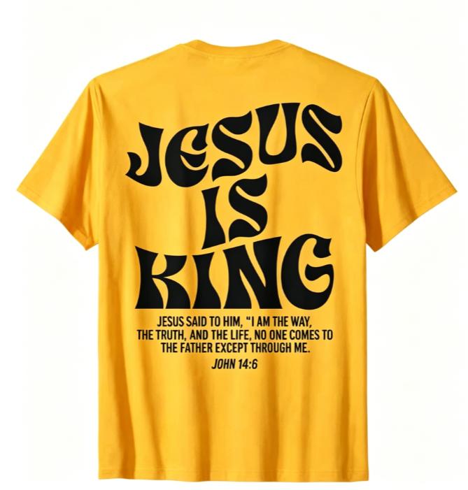 Jesus Is King John 146 TShirt Retro Christian Bible Verse Graphic Tee Black Cotton Short Sleeve Moisture Wicking Breathable
