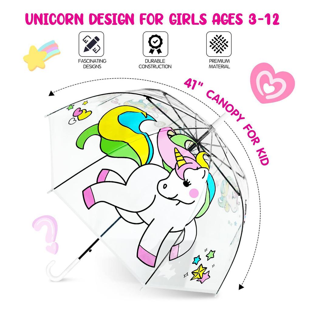 Unicorn Windproof Transparent Children's Rainbow Umbrella