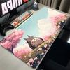 Alfombrilla de ratón Oficina Portátil Rosa Flor de Cerezo Mousepad XL Japón Anime Kawaii T-totoros Alfombrilla de escritorio extendida Accesorios para juegos Alfombrilla para teclado
