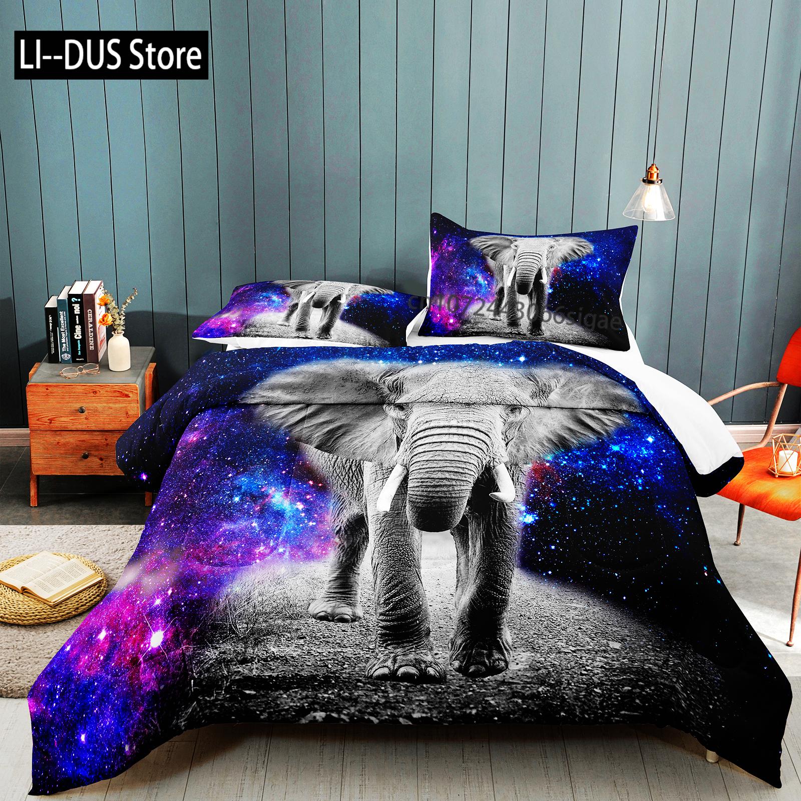 

Comforter Queen Size Wild Animal Theme Twin Bedding Set Elephant For Kids Teens Boys Comfortable Double King Comforter (quilt)-EU Single(135*200cm)3pcs