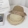 Straw Hat Women's Summer Woven Small Flower New Hat Seaside Vacation Trip Foldable Sunscreen Sun Hat
