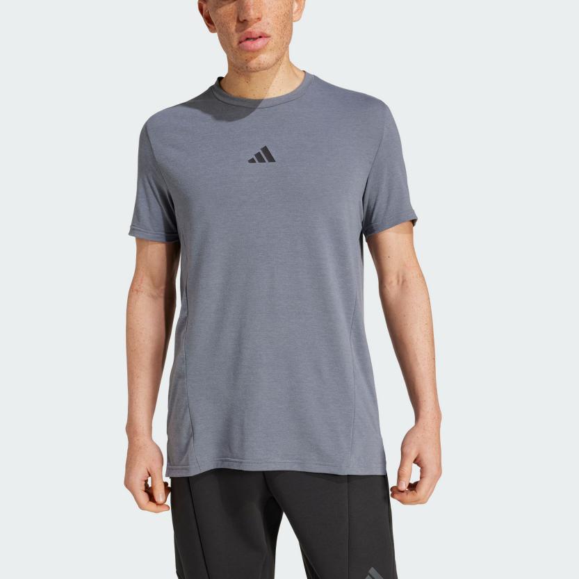 Adidas Aeroready Logo Round Neck Slim Fit Short Sleeve T-Shirt Men Tops Gray JI5766