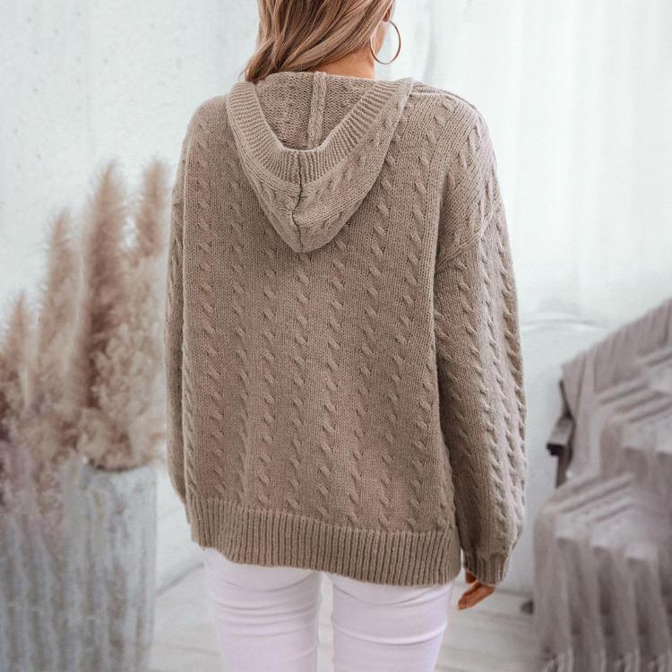 Vintage Autumn Winter V Neck Loose Knitwear Sweater Long Sleeve Solid Color Cardigan Top