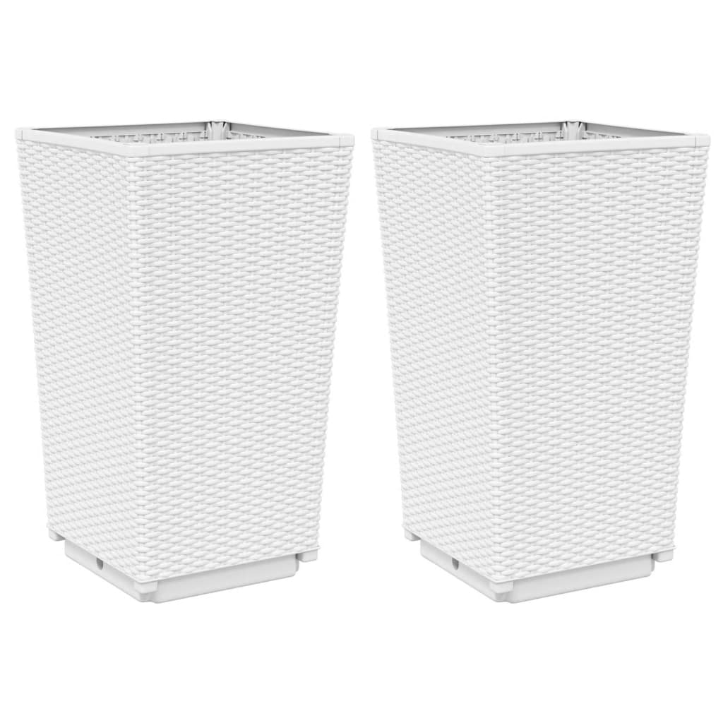 Vidaxl Garden Planters, 2 Pcs, White, 32.5X32.5X57, Pp