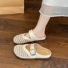 Fashion CRLAYDK Fashion Mule for Women Mesh Hollow Out Backless Slip On Casual Ladies Loafers Walking Dressy Slides Buckle Flats Shoes