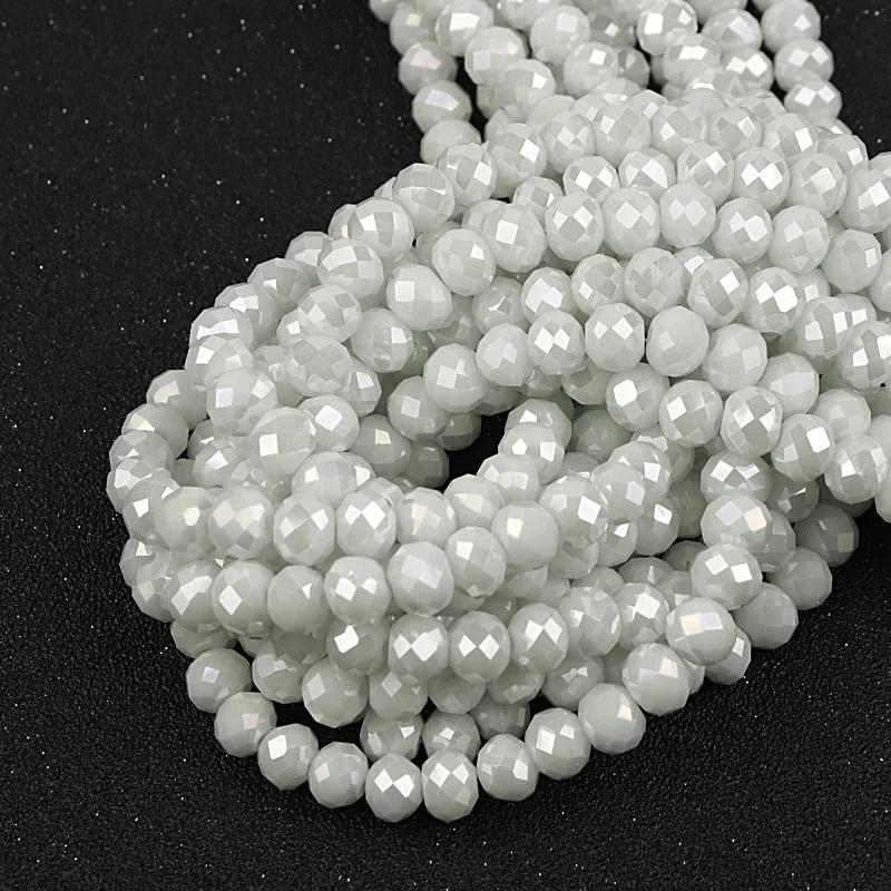 4 6 8 mm Rondell Kristallpärlor Fasetterade Porslinsglas Pärlor Lösa Avståndspärlor för Smyckestillverkning Handarbete Armband Halsband