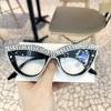 Cat Eye Reading Eyeglasses for Women Luxurious Diamond Far Sight Eyeglasses Men Unisex Design Oversized Trendy HD Presbyopic To +3.5+4.0