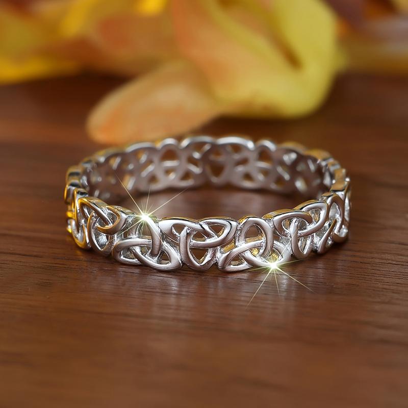 Huitan Vintage Celtic Knot Band Ring for Women Hollow Wedding Statement Finger Jewelry Elegant Fashion Party Daily AccessoriesGood Product