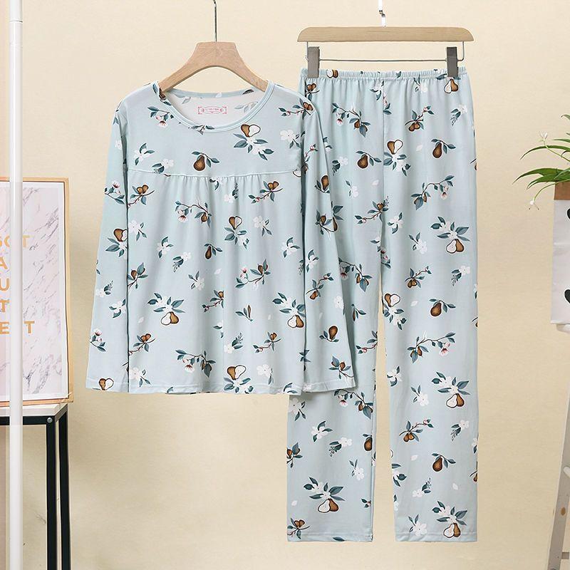 Женский комплект пижамы осень-зима корейская версия пожилой матери повседневная домашняя — фото 15