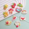 100pcs Cartoon Green Plant Flowers Flatback Resin Cabochon for Phone Hair Accessories DIY Scrapbooking Valentines Decor Craft