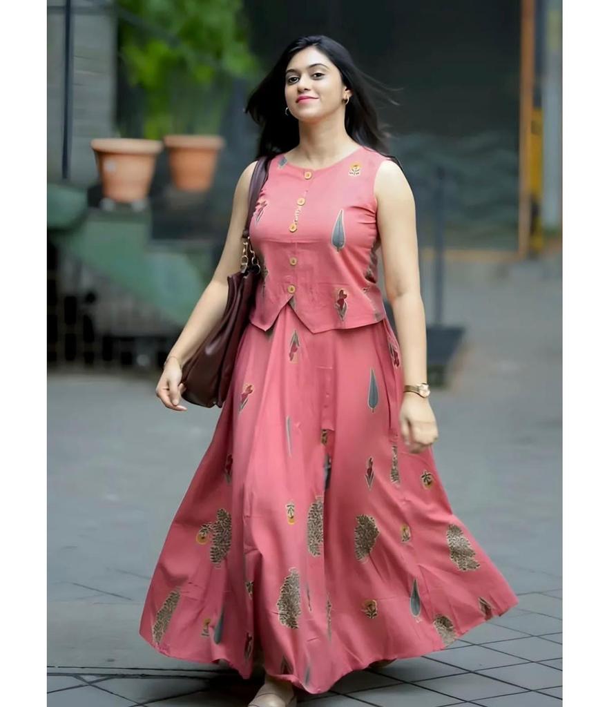 Women Designer Pure Cotton Top Skirt Set Indian Bollywood Top Tuinc Kurta Skirt