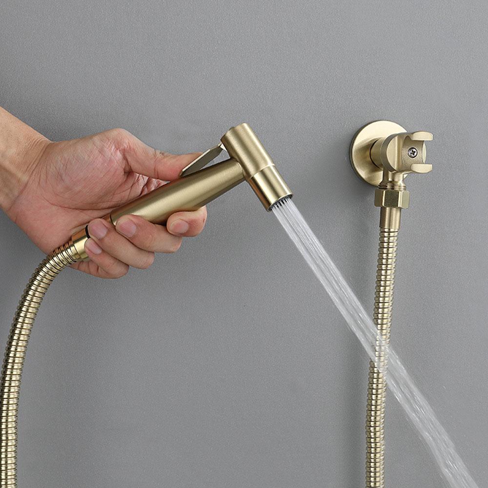 Brushed Gold/Gray 304 Stainless Steel Bidet Faucet Set Douche Kit Hand Held Bidet Sprayer Hand Sprayer Shower Head Self Cleaning