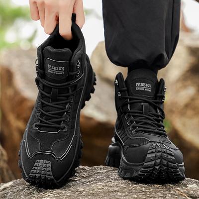 Men's Hiking Shoes Suede Canvas Outdoor Boots Wear-resistant Men Trekking Walking Hunting Tactical Sneakers