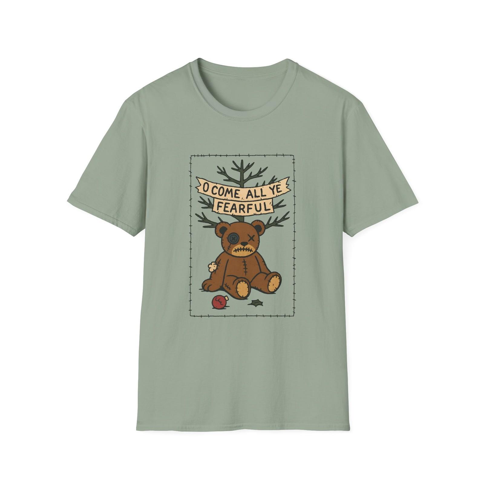 Unisex Softstyle T-Shirt Mens Womens Tees Top Creepy Bear Gothic Christmas Tree Dark Holiday Graphic 4XL