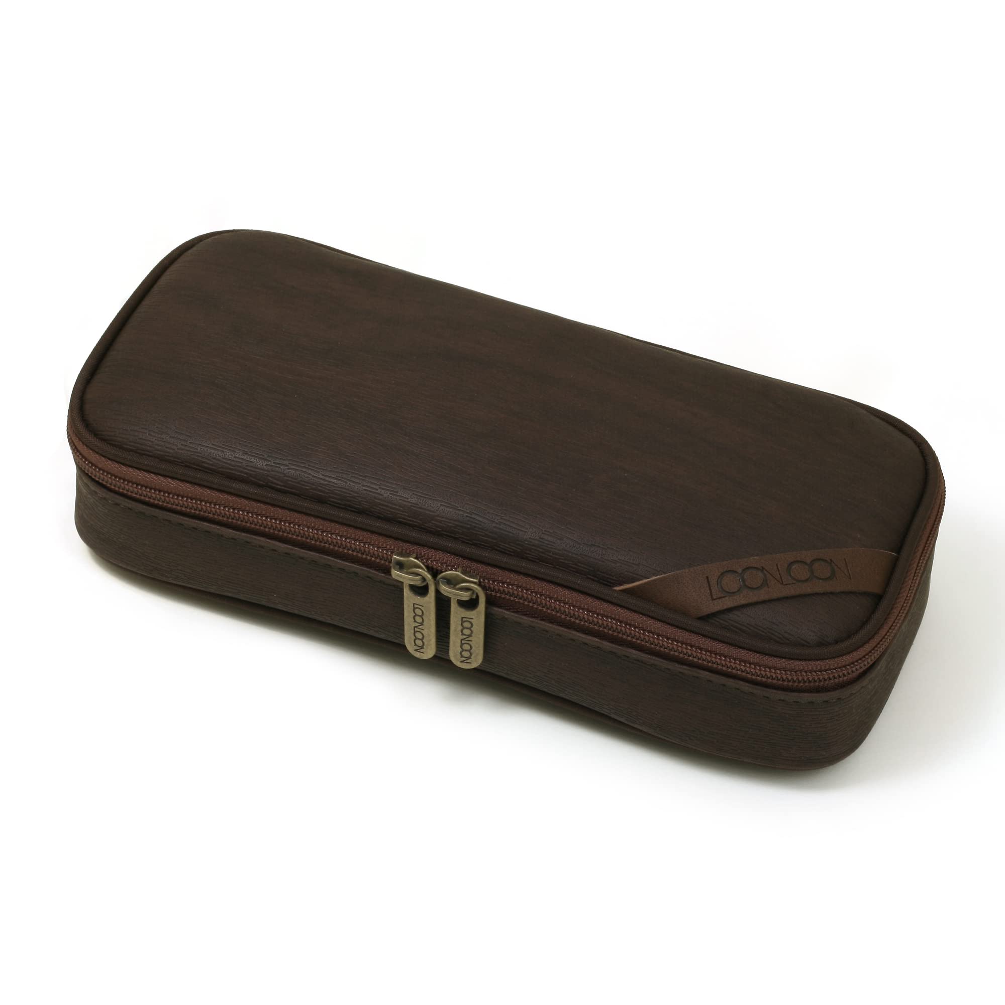 

LOONLOON 664 Wood Pencil Dark Large Wood Grain Case, Brown, Capacity, Stylish, Two-story, Multi-functional,