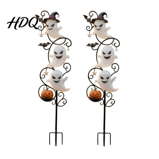 Holiday Lawn Art for Path Halloween Ghost Garden Stake Cute Ghosts 2D Flat Metal Yard Decorations Sign Outdoor Decoration Pathway Patio Front Porch