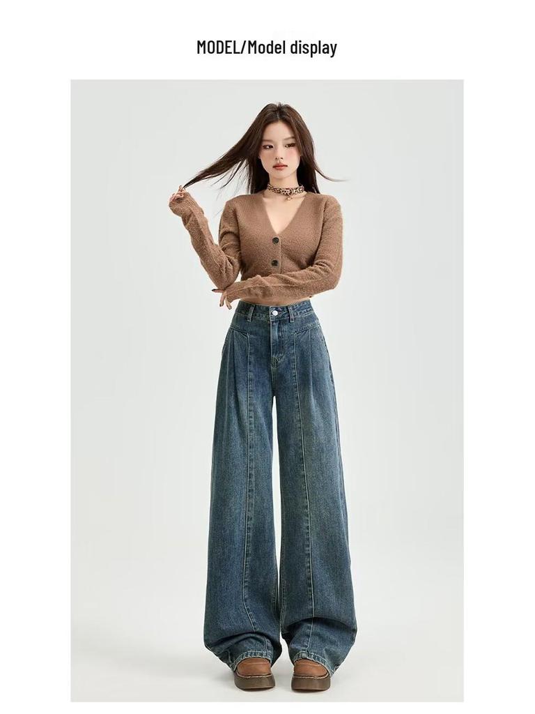 Dámské americké retro džíny s vysokým pasem a širokými nohavicemi - jarní/podzimní edice